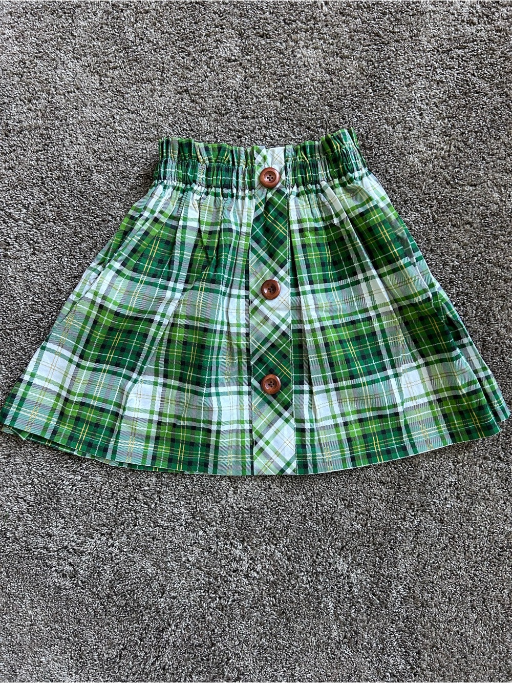 Green Plaid Button-Front Kids' Skirt Size 7